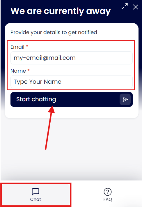 Chat widget pop-up